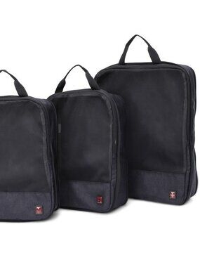 Swiss Tech 3 Piece Compression Packing Cubes, Black travel bags
